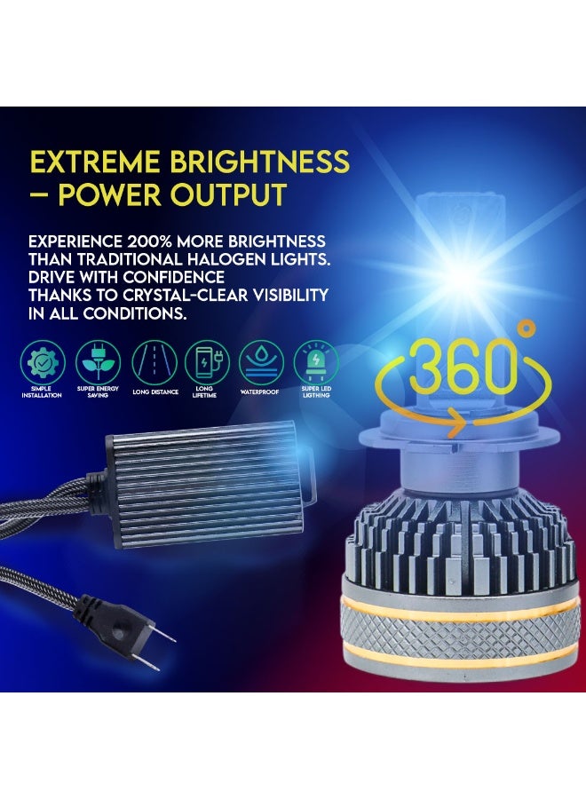 طقم لمبات ليد أمامية A130 عالية القوة 360 درجة (قطعتين) – H7 | 260 واط | شعاع أحادي | 6000 كلفن مع درايفر | ضمان دولي لمدة 6 أشهر - Image 5